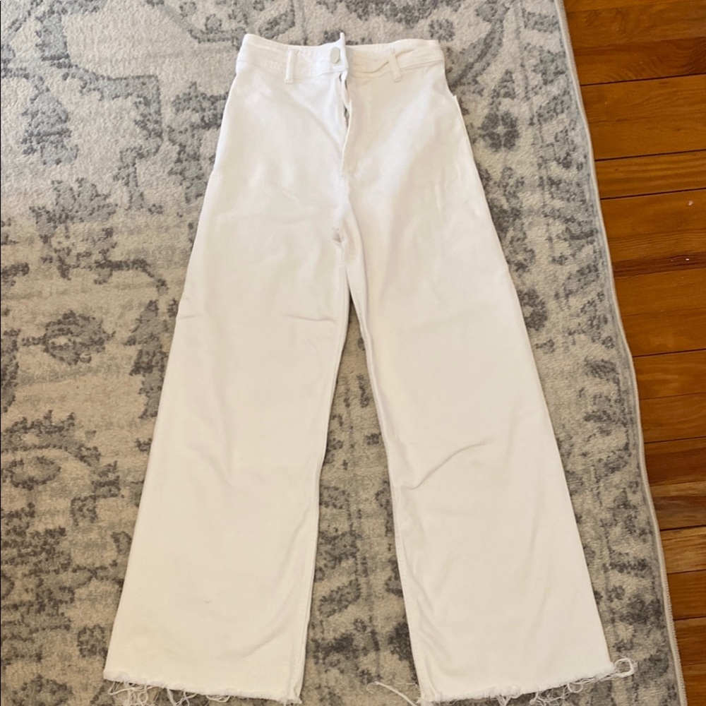 White High-Waisted Wide-Leg Pants